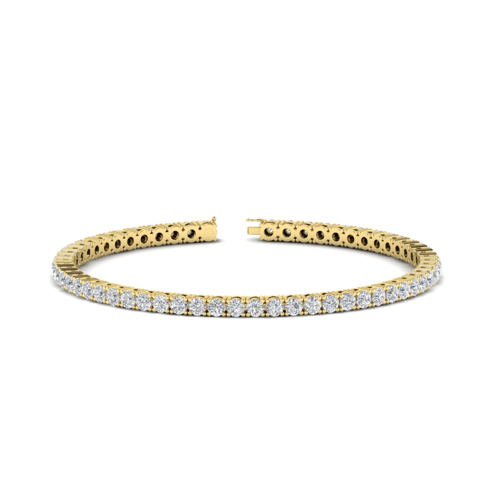 6 Carat Round Diamond Tennis Bracelet with 14K Yellow Gold White Diamond